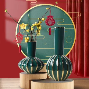 Chinese Jingdezhen Electroplate Red Blue White Green Ceramic Flower Vase For Dining Room Decor thumbnail-2