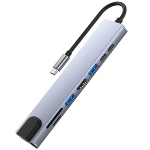 USB 8-in-1 Docking Station, Fast Charging Hub Adapter Type C 4K RJ45, USB 3.0 Docking Station thumbnail-4