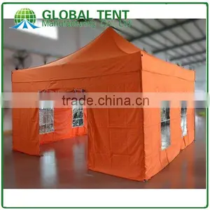 Aluminum Pop Up Tent 4x4m ( 13ft X 13 Ft) With Orange Canopy & Valance(Unprinted), 4 Full Walls With Windows & Door thumbnail-1