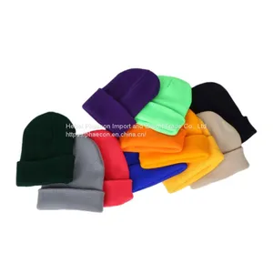 Fashion Wholesale Blank Multi-Color Unisex Knit Beanie Hat Custom Logo thumbnail-1
