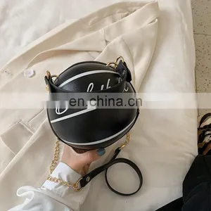 Small Personality Basketball Hand Bag Fashion Women Chains Handbag Creative Letter Shoulder Messenger Bag Female Mini Round Tote thumbnail-5