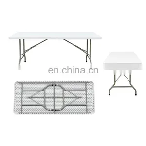 China Manufacturer Plastic Top Steel Legs Outdoor Folding Fast Shipping Easy Fold Bbq Camping Dining Folding Table thumbnail-3