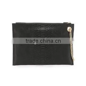 Slim Snake Print/skin Leather Women Clutch Bag Handbag With Wrist Chain thumbnail-3