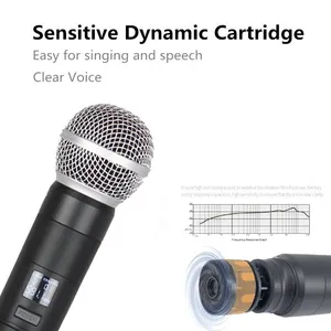 2021 Professional Handheld Cordless Dual Multi Channel Vocal Mic BT Wireless Microphone for Karaoke Streaming thumbnail-3