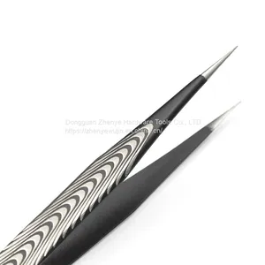 Anti Static High-grade Professional Precision Wear-resistant Eyelash Grafting Tweezers Planting Eyelash Clip Black Straight Elbow ESD-10 Textured Tweezers thumbnail-5