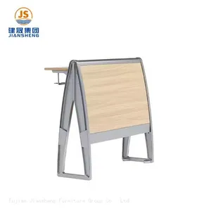 JS Group School and Classroom Lecture Hall Chair With Desk Metal and Wood Frame thumbnail-3