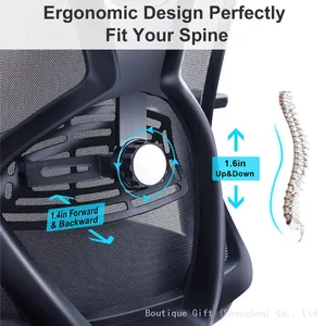 High Back Desk Chair With Adjustable Lumbar Support, Headrest & 3D Armrest - 130°Rocking Mesh Computer Chair thumbnail-3