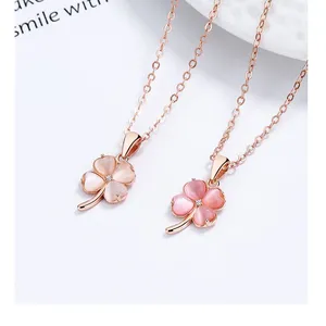 Premium Natural Opal Clover Necklace Four-Leaf Shamrock Pendant Women's Lucky Jewelry for Daily Wear and Celebration thumbnail-2