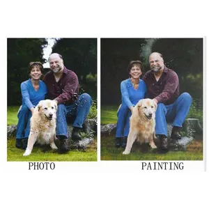 Hand-painted Portrait Oil Painting on Canvas ,Wedding Oil Painting, Family Portrait Oil Painting, Personal Portrait Oil Painting thumbnail-3