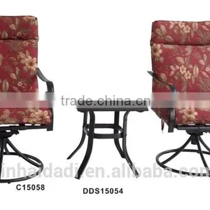 Outdoor Steel Furniture Swivel Rocker Chair With Cushion 3 Pcs Patio Set Dining Set Garden Set thumbnail-1