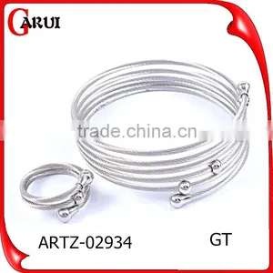 2016 Hot New Arrivals Bangles Stainless Steel Wire Multilevel Bracelet Jewelry Sets thumbnail-1