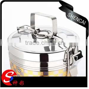 Guangdong Stainless Steel Tiffin Lunch Box/ 4 Layers Thermal Metal Food Carrier/ Hand Pot thumbnail-2