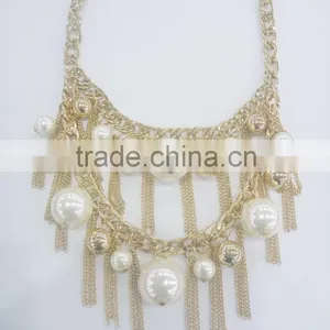 FASHION CHUNKY CHAIN/BIG BEADED TASSEL NECKLACE EARRING SET thumbnail-2