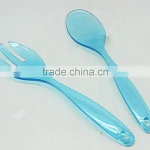 PLASTIC PS 2PCS SALAD SPOON AND FORK SET TRANSPARENT thumbnail-1
