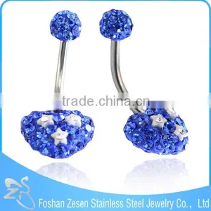 BR01746 Body Piercing Sapphire Crystal Heart Shaped 16 Gauge Navel Rings thumbnail-1