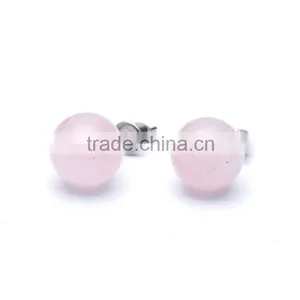 Round Shape Opal Natural Stone Stud Earrings SMJ0159 thumbnail-3