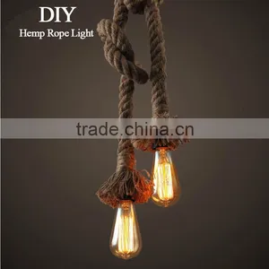 Retro DIY Art Hemp Rope Pendant Light 100cm Creative Hemp Rope E27 Lamp Length Can be Customized thumbnail-1