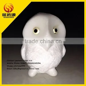 White Marble Owl Figurine thumbnail-1