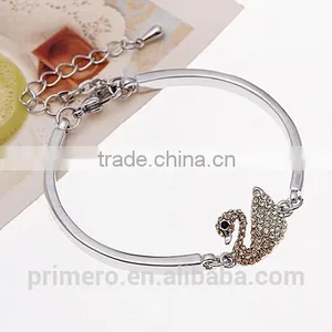 Fashion Women 18k Platinum Filled Clear Austrian Crystal Swan Bracelets Bangles Jewelry thumbnail-6
