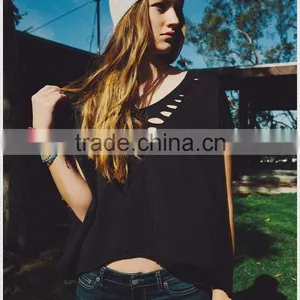Custom Womens Casually Broken Hole Cool Crop Tee thumbnail-1