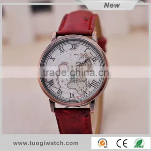 Antique Women Bronze Case Wrist Watch Vogue World Map Fashion Quartz 3ATM Horloges thumbnail-1