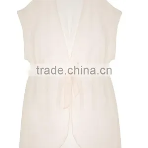 Wholesale Cheap Sexy Sleeveless White Women Short Romance Bridal Lace Chiffon Robes thumbnail-1