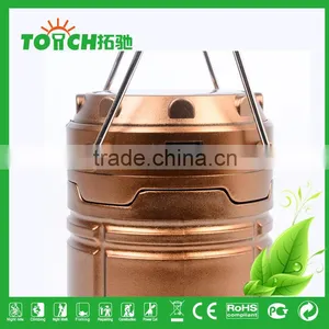 Golden Color Plastic Rechargeable Lantern Light Solar Energy Tent Camping Light for 3*AA Battery thumbnail-4