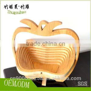 Apple Shape Folding Bamboo Storage Food Fruit Basket for Wedding thumbnail-4