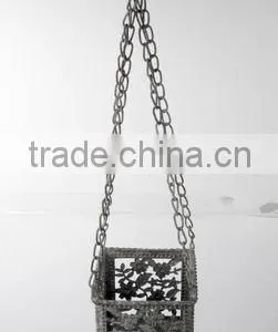 100399MC- Hanging Square Metal Candle Lantern W/chain thumbnail-1
