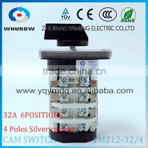 Cam Switch YMZ12-32/4 0-6 Positions 32A Ui 690V 4 Poles White Black Changeover Rotary Switch Sliver Point Contacts thumbnail-2