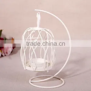 Zakka Birdcage Iron Candle Holder Candlestick Classical White Circular Hollow Candlestick Home Crafts thumbnail-2