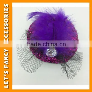 PGHD0690 Wholesale Mixed Color Mini Glitter Hats Feather Hair Clips for Kids thumbnail-5