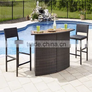 Two Bar Chair With Wooden Bar Table thumbnail-1