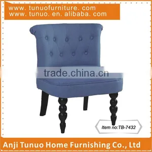 Mini Sofa Chair With Velvet Material and Assembled Black Color Rubber Wood Legs, With Buttons on the Back Cushion.TB-7432 thumbnail-3