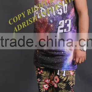 Galaxy Style Basketball Jersey Made of 100% Polyester Mesh Fabric thumbnail-1