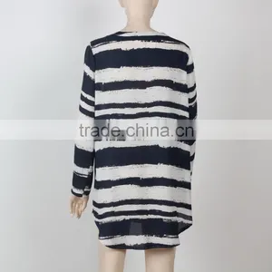Woman Casual Dress Shirt Dress Chiffon Fabric Black and White Woman Clothing Guangzhou thumbnail-3