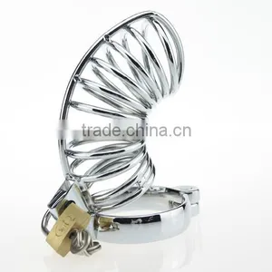 Padlock Hand-polished Sex Toys For Men Stainless Steel Lockable Penis Cage thumbnail-4