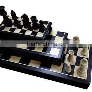 QUALITY Folding INLAID WOOD Chess Set thumbnail-4
