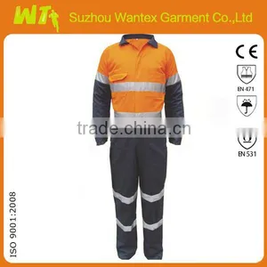 Safety Navy Coverall , Overall , Workwear With Reflective Tape thumbnail-1