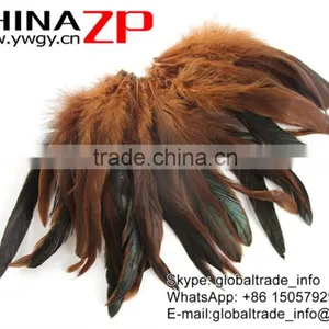 Gold Supplier CHINAZP Bulk Sale Top Quality Colored Brown Chicken Half Bronze Rooster Schlappen Feathers thumbnail-3