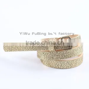 Wholesale Western Women's Silver Cracked Leather Skinny Belt thumbnail-4