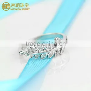 Factory Directly Wholesale 925 Sterling Silver Lucky Leaves Gemstone Rings thumbnail-4