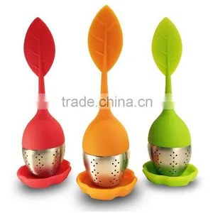 BPA Silicone And Stainless Steel Tea Infuser Leaf Strainer Silicone Leaf thumbnail-2