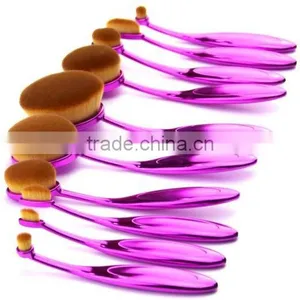 2016 Toothbrush Design Makeup Brush Brush Makeup Cosmetics New High Quality Professional 10 Pcs Rose Gold Oval Brush Set thumbnail-4