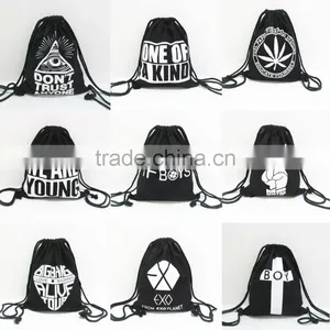 Logo Printingable Wholesale Canvas Fabric Drawstring Tote Cinch Sack Promotional Backpack Bag thumbnail-3