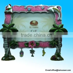 Hawaiian Palm Trees Beach Scene Poly Picture Frame With Charms thumbnail-1
