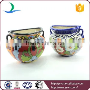 YSfp0010 Handprint Antique Flower Pot With Colorful Designs thumbnail-1