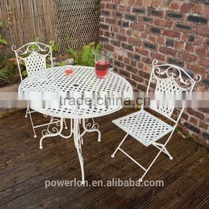Vintage Style Iron 2 Folding Chair 90cm Round Patio Set Ornate thumbnail-2