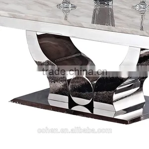 Foshan Cohen Thick Marble Top Tea Center Table With High Gloss Stainless Steel Frame thumbnail-3