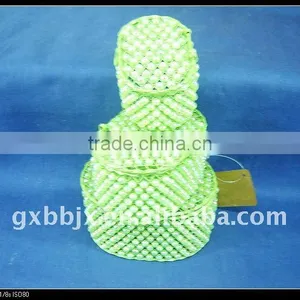 Green Pearl Wire Makeup Box Set With Lid thumbnail-1